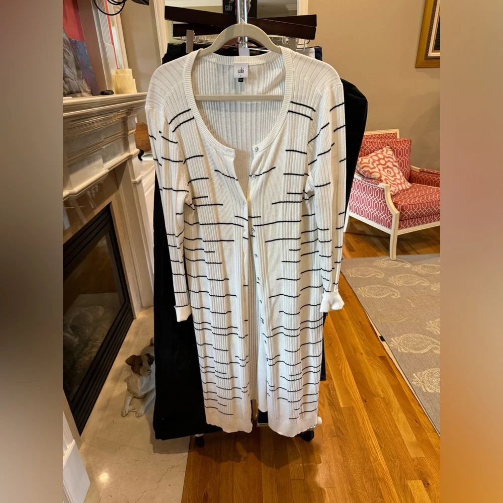 CABi Ribbed Long Button Up Sweater - size L - Picture 4 of 9